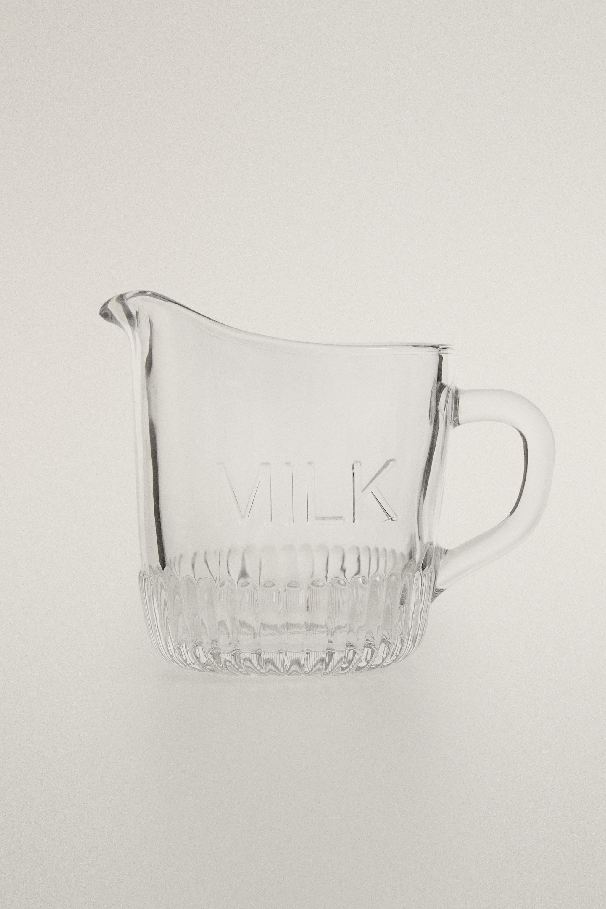 GLASS MILK PITCHER WITH STRIPED BASE